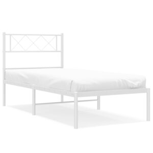 vidaXL Cadre de lit métal sans matelas avec tête de lit blanc 90x190cm