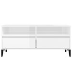 vidaXL Meuble TV blanc brillant 100x34 5x44 5 cm bois d'ingénierie