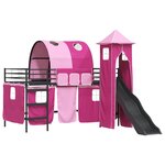 vidaXL Lit mezzanine pour enfants Noir et rose 99 5 x 200 cm Métал