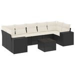 vidaXL Salon de jardin 8 Pièces avec coussins noir résine tressée