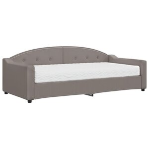 vidaXL Lit de jour avec matelas taupe 90x200 cm tissu