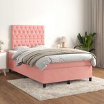 vidaXL Sommier à lattes de lit avec matelas rose 120x190 cm velours