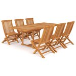vidaXL Ensemble à manger de jardin 7 Pièces Bois de teck massif