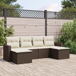 vidaXL Salon de jardin avec coussins 6 Pièces marron résine tressée