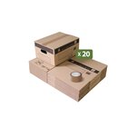 Pack and Move - Lot 20 cartons déménagement stockage S - 36 x 28x 18 cm - Poignées renforcées - 1 adhésif offert