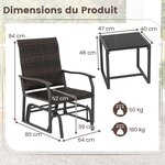 Meubles 3 pièces de patio coulissants charge 180 kg salon de jardin 2 fauteuils en rotin avec mousse à séchage rapide en verre trempé marron 20_0008898