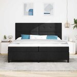 vidaXL Lit à ressort avec matelas noir 200x200 cm en tissu