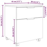 vidaXL Classeur mobile avec roues Chêne marron 45x38x54 cm Bois