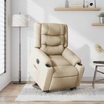 vidaXL Fauteuil inclinable électrique crème tissu
