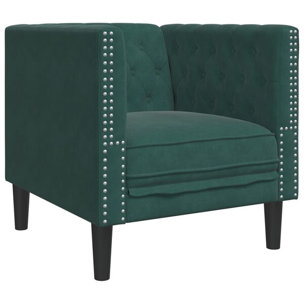 vidaXL Fauteuil Chesterfield vert foncé velours