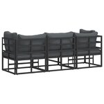 vidaXL Mobilier de jardin avec coussin 3 Pièces Noir Aluminium