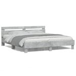 vidaXL Cadre de lit avec tête de lit et LED gris béton 200x200 cm