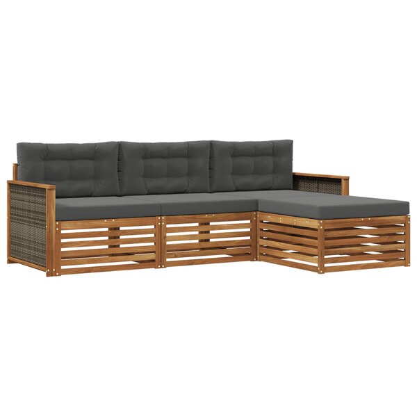 vidaXL Ensemble de canapés d'extérieur Naturel et Anthracite