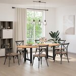 vidaXL Table à manger marron clair bois de chêne massif ovale