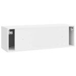 vidaXL Meuble TV mural Montage mural Blanc brillant 98 x 31 x 30 cm