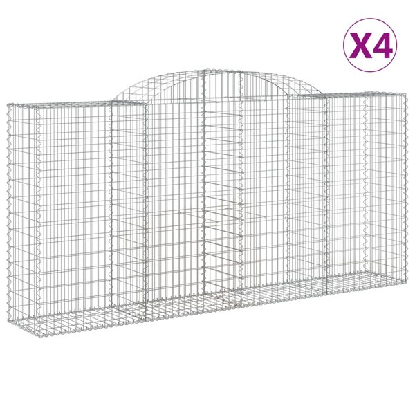 vidaXL Paniers à gabions arqués 4 Pièces 300x50x140/160 cm fer galvanisé
