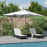 vidaXL Parasol déporté avec LED Sable 352x251x265 cm Aluminium