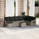 vidaXL Salon de jardin 9 Pièces avec coussins gris clair résine tressée