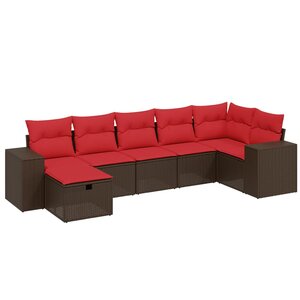 vidaXL Salon de jardin avec coussins 7 Pièces marron résine tressée