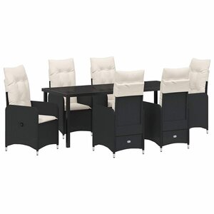 vidaXL Ensemble de salle à manger pour jardin 7 Pièces Noir polyrotin