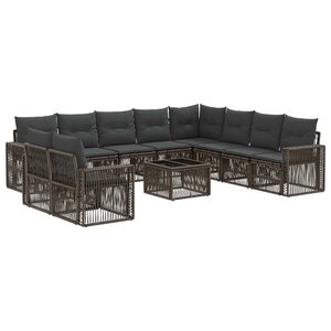vidaXL Ensemble de canapé de jardin 11 Pièces Gris et Gris foncé