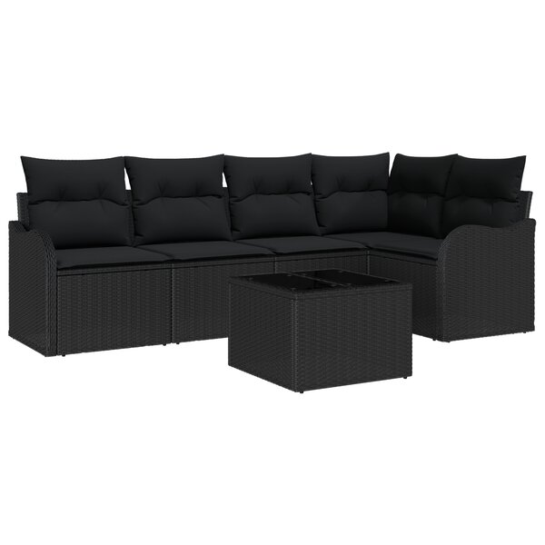 Ensemble de Canapé de Jardin 6 Pièces avec Coussins Beige Poly Rattan