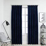 vidaXL Rideaux occultants et crochet 2Pièces Velours Bleu foncé 140x225cm