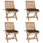 vidaXL Chaises pliables de jardin avec coussins lot de 4 Teck solide