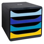 Module De Classement Big Box 4 Tiroirs Bee Blue - Couleurs Assorties - Exacompta