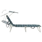 vidaXL Chaise longue pliable avec auvent motif de feuilles aluminium