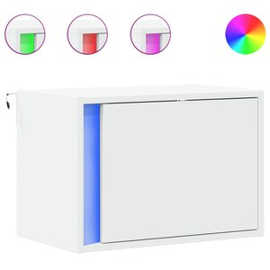 vidaXL Table de chevet murale avec lumières LED blanc