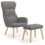 vidaXL Chaise de relaxation avec repose-pied Gris clair Tissu
