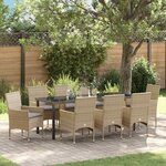 vidaXL Ensemble de salle à manger pour jardin 9 Pièces Beige polyrotin