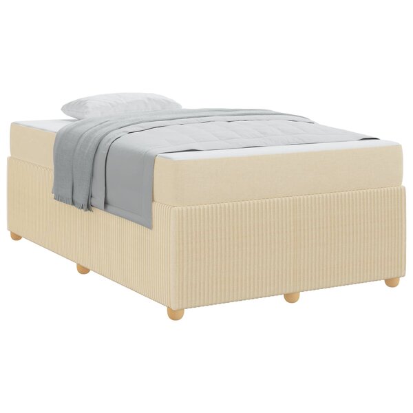 vidaXL Cadre de lit avec matelas Crème 120 x 190 cm tissu
