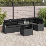 vidaXL Ensemble de canapé de jardin 7 Pièces Noir 100 x 55 x 73 cm