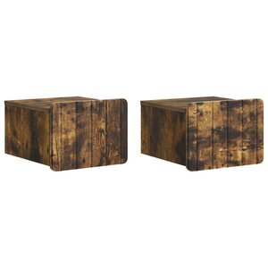 vidaXL Cabinet de chevet mural 2 Pièces Chêne fumé 33 x 34 5 x 24 cm