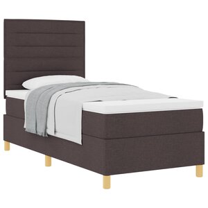 vidaXL Lit à ressorts avec matelas Marron foncé 90 x 200 cm tissu