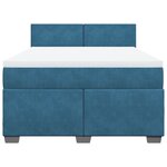 vidaXL Sommier à lattes de lit et matelas Bleu foncé 140x200cm Velours