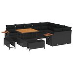 vidaXL Ensemble de canapé de jardin 12 Pièces Noir 100 x 100 x 71 cm