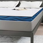 vidaXL Coussins de Matelas Blanc et bleu 140 x 190 cm