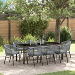 vidaXL Set de jardin 9 pièces Gris Rotin Poly