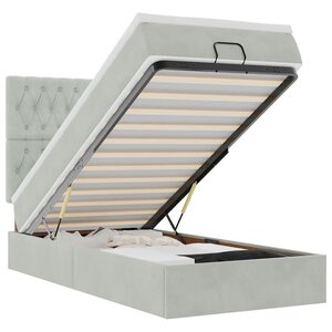 vidaXL Cadre de lit ottoman et matelas gris clair 90x190 cm velours