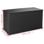 vidaXL Boîte de stockage de jardin Anthracite 120x56x63 cm PP Rotin