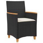vidaXL Ensemble de salle à manger de jardin 7 pièces avec coussins en poly rattan noir