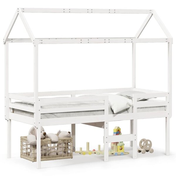 vidaXL Lit haut avec toit blanc 80x200 cm bois de pin massif