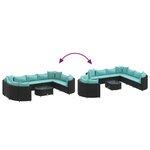 vidaXL Salon de jardin 10 Pièces avec coussins noir résine tressée