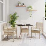 vidaXL Ensemble de salle à manger de jardin 3 pièces beige poly rotin