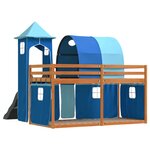 vidaXL Lit superposé sans matelas avec toboggan et rideaux 90x200 cm