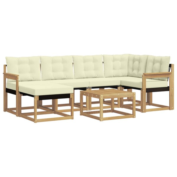 vidaXL Ensemble de canapés d'extérieur 7 pc Blanc et crème