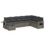 vidaXL Salon de jardin 8 Pièces avec coussins gris résine tressée